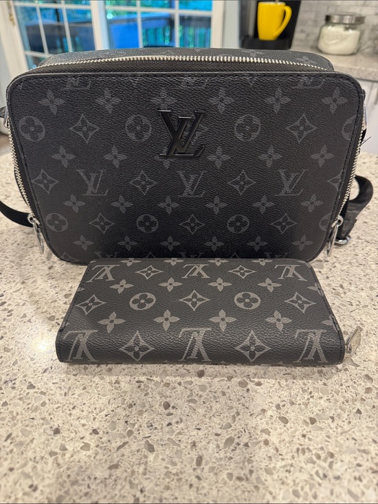 Source Unknown Handbags - Source Unknown Black and Gray Monogram Crossbody Bag